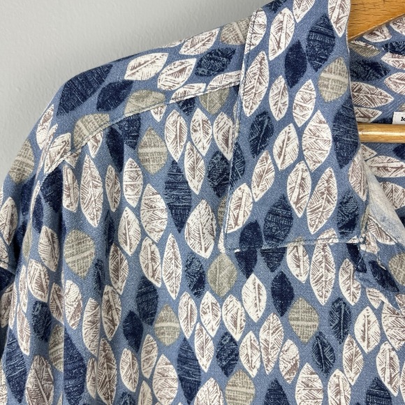 Columbia‎ Sportswear Hawaiian Shirt Mens XXL Rayon Linen Leaf Feather Print Y2K - Picture 4 of 7